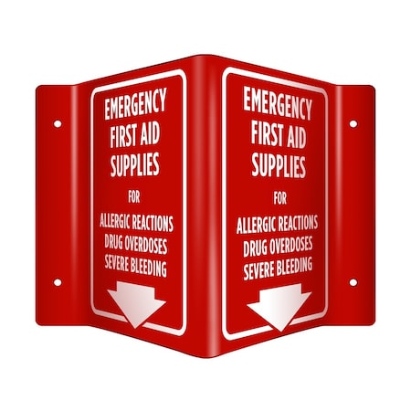 Aek Emergency First Aid Supplies for AllergyOpioidBleeding 3D Sign EN9997